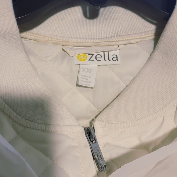 Unworn Zella Longline Water Resistant Quilted Bomber Jacket in Ivory Egret - Picture 7 of 8